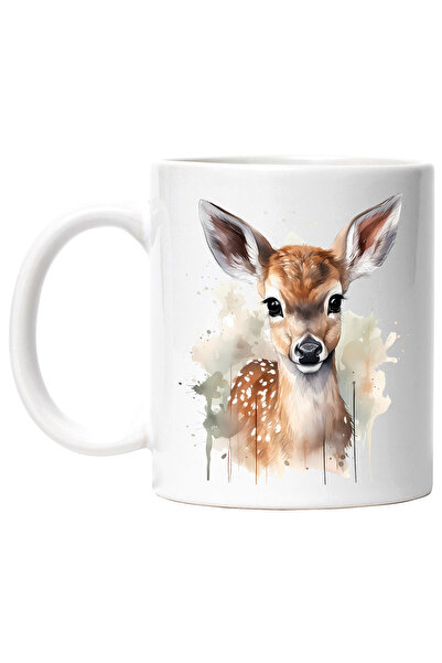 StoryGift Romania Cana cu o caprioara, ilustratie, pete de culoare, abstract,...