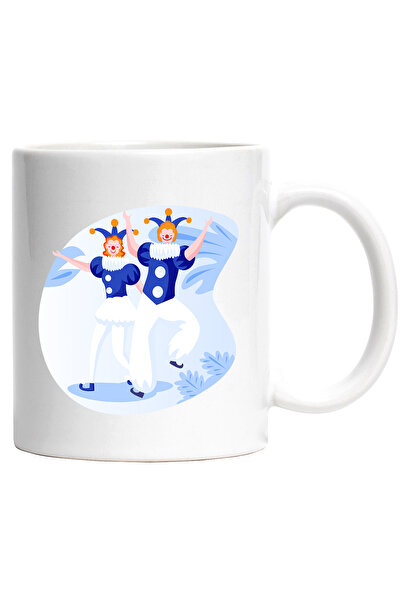 StoryGift Romania Cana Cu Clovni, Dans, Bufnoi, Guler, Multicolor 330 ml, Cer...