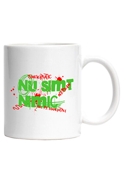 StoryGift Romania Cana Text graffiti NU SIMT NIMIC, 330ml, Ceramic cu Maner Alb, Cu Maner Alb