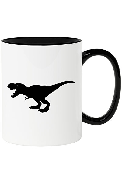 StoryGift Romania Cana cu un dinozaur T-Rex fioros cu Maner Negru, Cu Maner N...