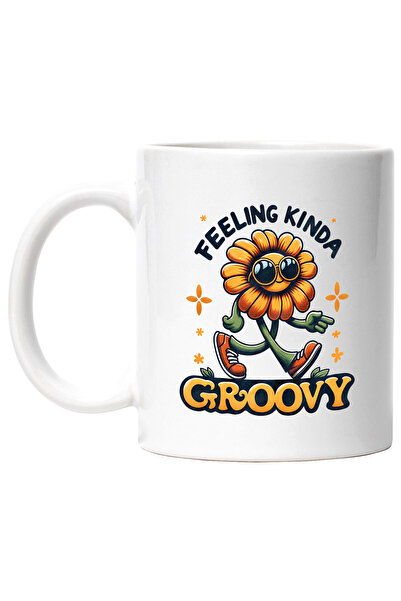 StoryGift Romania Cana cu mesajul "Feeling kinda groovy", stilul hippie, cult...