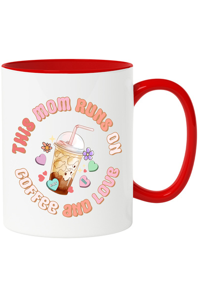 StoryGift Romania Cana cu mesajul "This mom runs on coffee and love", ilustra...