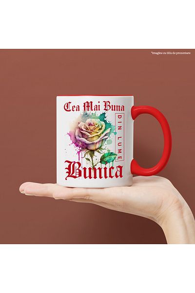 StoryGift Romania Mug With The Text The Best Grandma, In The World, Flower, Colorful Rose, Waterco, With,STG.