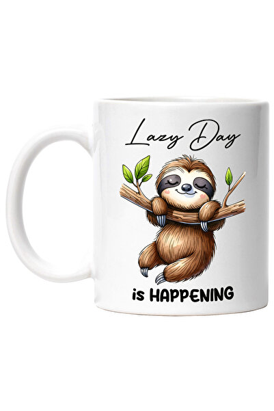 StoryGift Romania Cana cu animalul sloth/lenes dormind cu mesajul "Lazy day i...