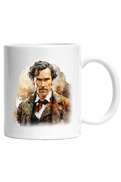 StoryGift Romania Cana Cu Sherlock Holmes, Personaj Fictiv, Detectiv, Filme, Multicolor 330 ml, Ce, Cu Maner Alb