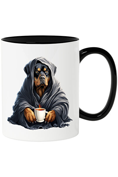 StoryGift Romania Cana cu un caine Rottweiler care are un capod gri | tine o ...