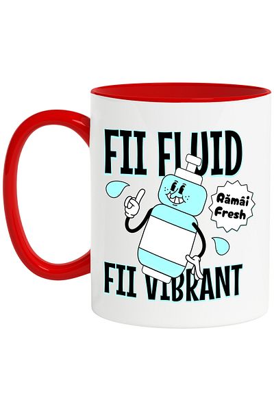 StoryGift Romania Be fluid, be vibrant, stay fresh water bottle, 330ml, Ceramic with R Handle, With Red Handle