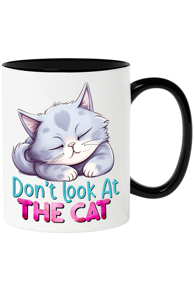 StoryGift Romania Cana cu pisica dormind cu mesajul "Don't look at the cat", ...