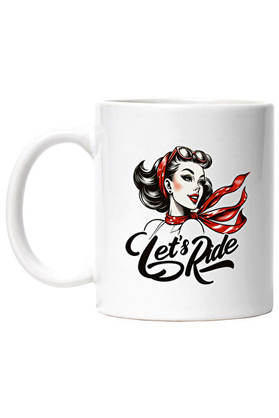 StoryGift Romania Cana cu mesajul "Let's ride", ilustratie, stil retro, vechi...