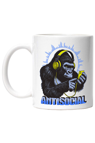 StoryGift Romania Cana Gorila ascultand muzica text ANTISOCIAL, 330ml, Cerami...