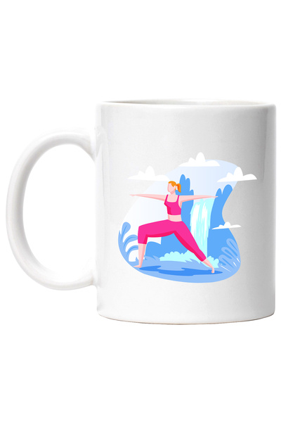 StoryGift Romania Cana Cu Yoga, Nori, Sport, Cascada, Multicolor 330 ml, Cera...