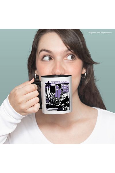 StoryGift Romania Vintage phone mug with childhood graphics, few pixels, 330ml, Ceramic with N Handle, Cu