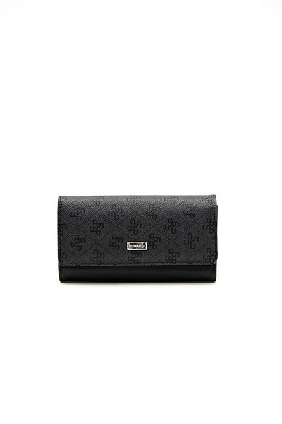 OEM Silver&Polo, Patterned eco-leather wallet, Black, Dark gray
