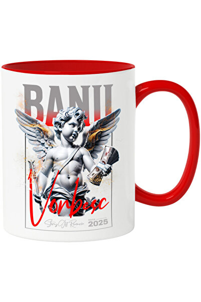 StoryGift Romania Cana cu Statuie Copil Inger Cu Aripi Si Teanc de bancnote T...