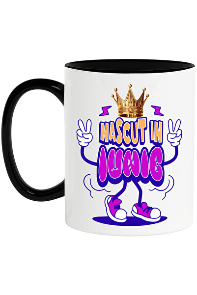 StoryGift Romania Cana cu Coroana Regala Copii Adidasi Roz Text Nascut In Iun...