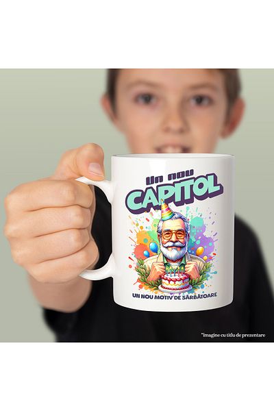 StoryGift Romania Mug A new chapter, a new reason to celebrate, old man, anniversary, 330m, With White Handle