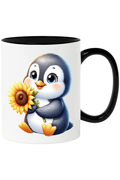 StoryGift Romania Cana cu un pinguin vesel care tine o floare | ilustratie | ...