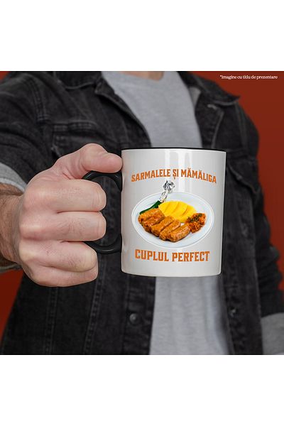StoryGift Romania The perfect couple mug, sarmale and polenta, traditional food, 330ml, Ceramic c, Cu, STG