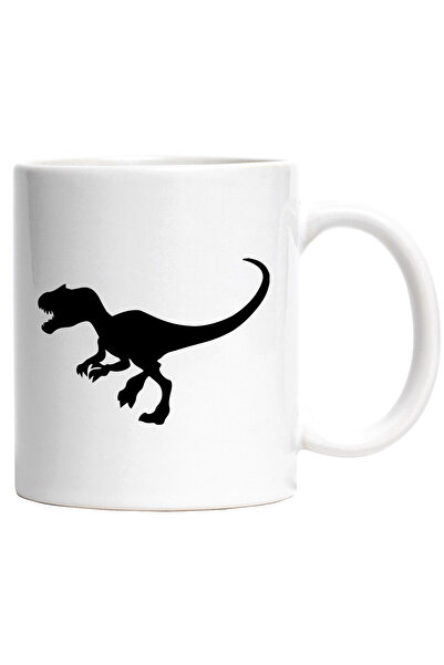 StoryGift Romania Cana cu un dinozaur T-Rex - feroce cu Maner Alb, Cu Maner Alb