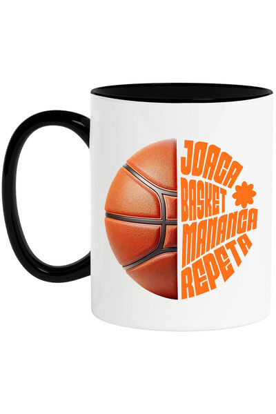 StoryGift Romania Cana cu Minge Baschet Design Complex Iubitorii De Sport Copii Rutina Zilnica Joa, Cu Maner Negru