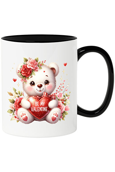 StoryGift Romania Cana cu o ursoaica vesela care tine o inimioara in brate cu...