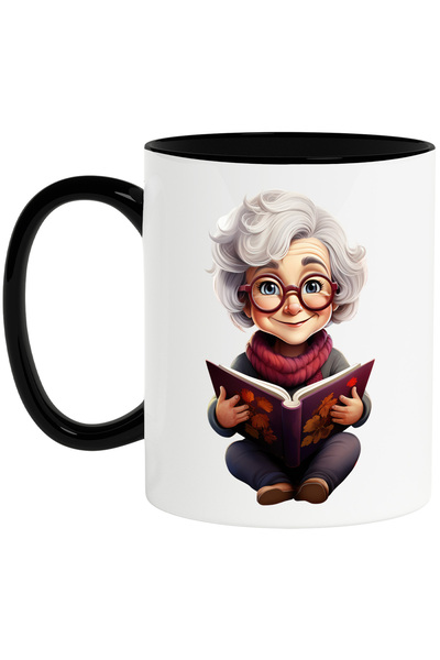 StoryGift Romania Cana cu o bunicuta cu ochelari care tine o carte deschisa |...
