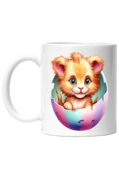 StoryGift Romania Cana cu un pui de leu care iese dintr-un ou spart | ilustra...