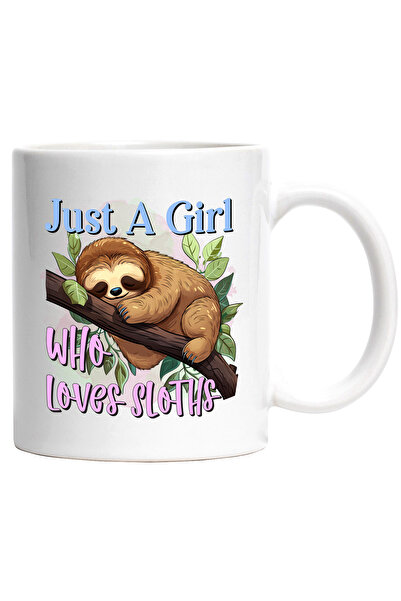 StoryGift Romania Cana cu animalul sloth/lenes cu mesajul "Just A Girl Who Lo...