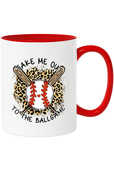 StoryGift Romania Cana cu o minge si 2 bate de baseball cu mesajul "Take me out to the ballgame", , Cu Maner Rosu