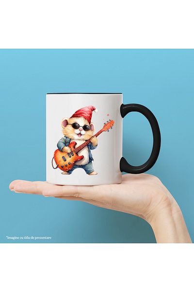 StoryGift Romania Cana cu un soarece care canta la chitara | ilustratie | instrument muzical | mel, Cu Maner Negru