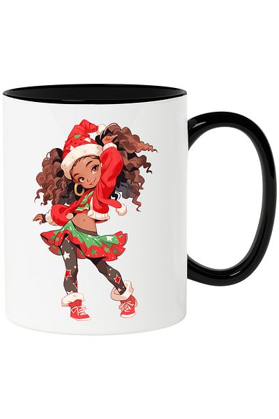 StoryGift Romania Cana cu o fetita draguta care are imbracaminte cu tematica de Craciun | craciuni, Cu Maner Negru