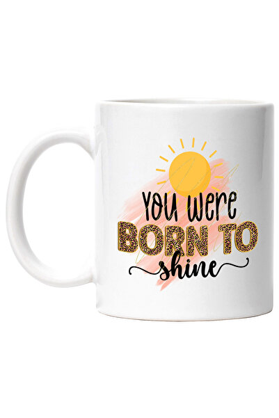 StoryGift Romania Cana cu soare cu mesajul "You were born to shine", ai fost nascut sa stralucesti, Cu Maner Alb