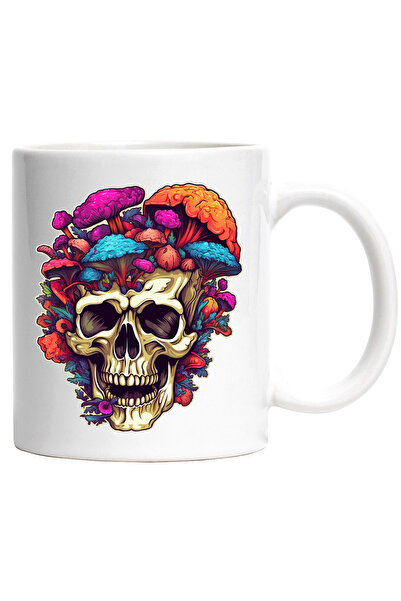 StoryGift Romania Cana Cu Craniu si Ciuperci Colorate, Artistic, Creativ, Cul...