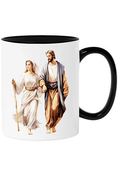 StoryGift Romania Cana cu Iisus Hristos si Maica Domnului | toiag | crestinism | bunatate | rugaci, Cu Maner Negru