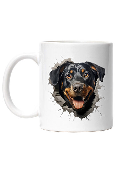 StoryGift Romania Cana cu un catel Rottweiler bucuros | scoate capul prin per...