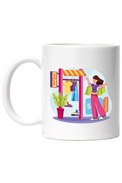 StoryGift Romania Cana Cu Haine, Cumparaturi, Pantofi, Multicolor 330 ml, Cer...