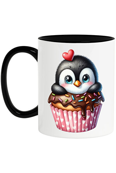 StoryGift Romania Cana cu un pinguin care sta intr-o briosa, ilustratie, inim...