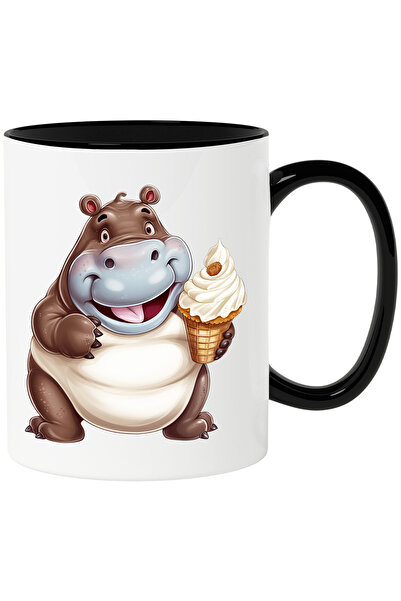 StoryGift Romania Cana cu un hipopotam care tine o inghetata cu vanilie | ilu...