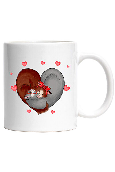 StoryGift Romania Cana cu 2 pisici care formeaza o inima, Valentine's Day, il...