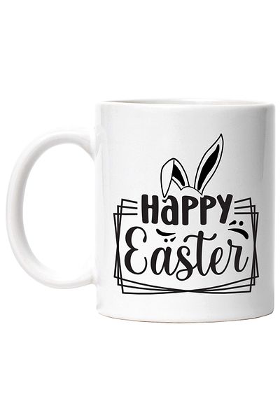 StoryGift Romania Mug with rabbit ears and the text "Happy Easter!" - greeting with White Handle, With White Handle