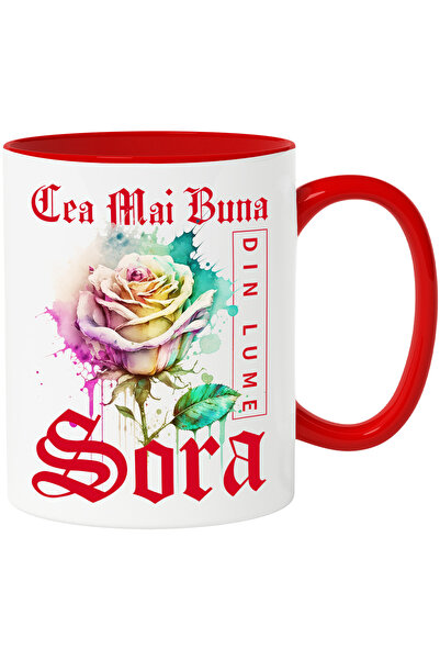 StoryGift Romania Cana Cu Textul Cea Mai Buna Sora, Din Lume, Floare, Trandaf...