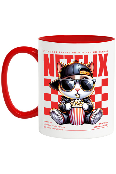 StoryGift Romania Cana Netflix - Pisica Cool cu Popcorn, Serial sau Film, 330...