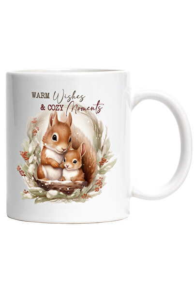 StoryGift Romania Cana cu 2 veverite cu mesajul "Warm wishes & Cozy moments",...