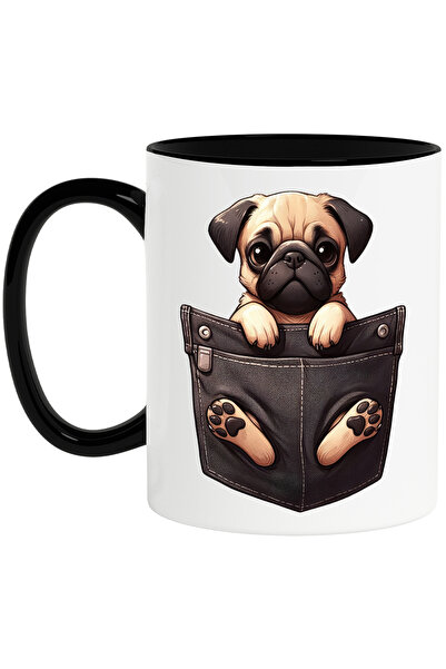 StoryGift Romania Cana cu un catel Pug, ilustratie, trist, in buzunar, afecti...