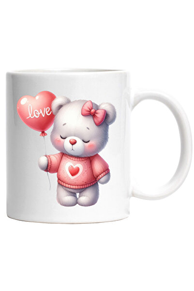 StoryGift Romania Cana cu un ursulet care tine un balon in forma de inima | i...