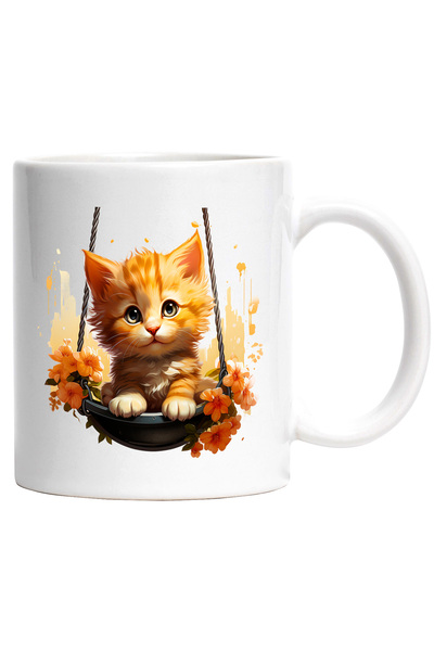 StoryGift Romania Cana cu un pisoi care se da in leagan | ilustratie | floric...