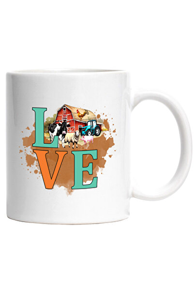 StoryGift Romania Cana cu ferma cu mesajul "Love", animale, tractor, pasare, ...