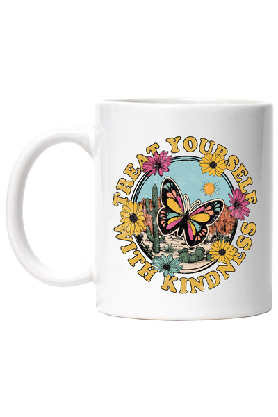 StoryGift Romania Cana cu mesajul "Treat yourself with kindness", ilustratie,...