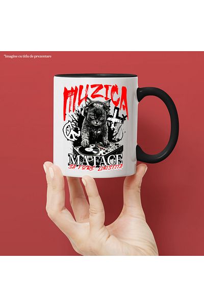 StoryGift Romania DJ cat mug, music makes me sleep peacefully, cat lovers, 330ml, Sky, With, STG
