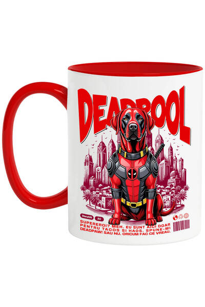 StoryGift Romania Cana cu Labrador Retriever Caine In Costum de DeadPool cu P...